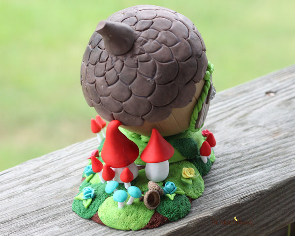 Acorn and mushrooms Fairy House with lights and hidden compartment