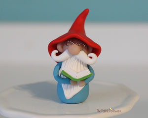 Gnome with glasses and green book - teacher professor gnome - miniature garden gnome figure - Jarrett