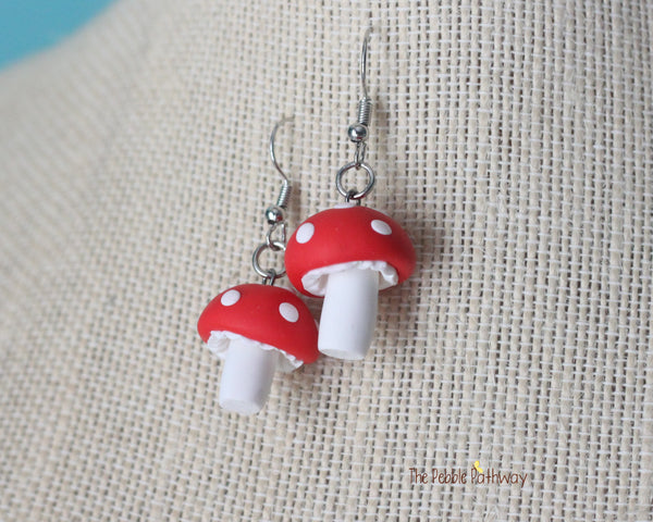Handmade polymer clay mushroom earrings - Cute polymer clay jewelry