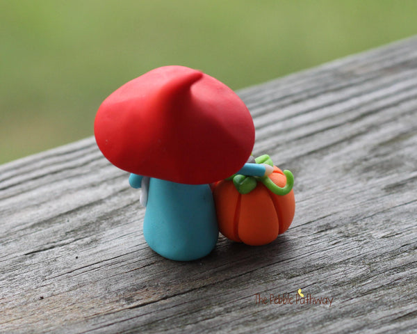 Gnome with pumpkin - miniature garden gnome figure