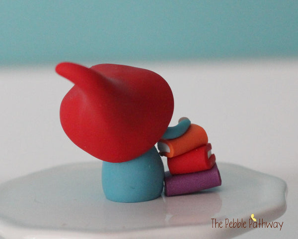 Gnome with books - miniature garden gnome figure bibliophile - Patch