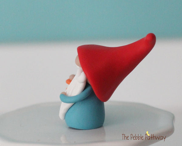 Gnome with books - miniature garden gnome figure bibliophile - Patch