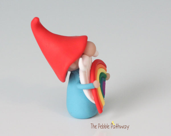 Rainbow Gnome - A lucky miniature garden gnome full of love - Marstan