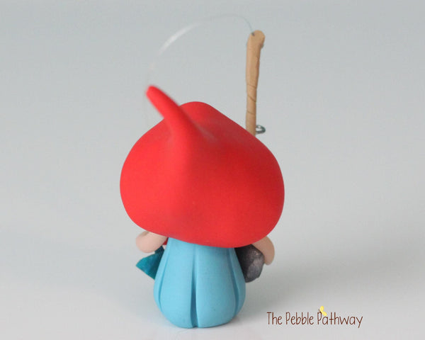 Fishing gnomette - miniature garden girl gnome figure - Mandisa