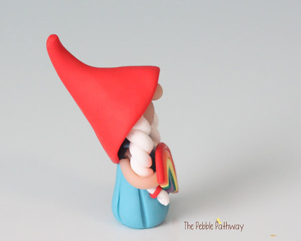Rainbow Gnomette - A lucky miniature garden girl gnome full of love - Sapna