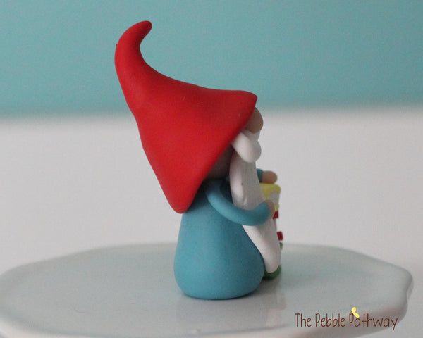 Gnome with books - miniature garden gnome figure bibliophile - Freed