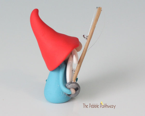 Fisherman Gnome - miniature garden gnome figure - Holcomb