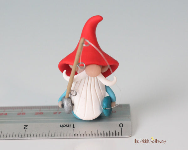 Fisherman Gnome - miniature garden gnome figure - Holcomb