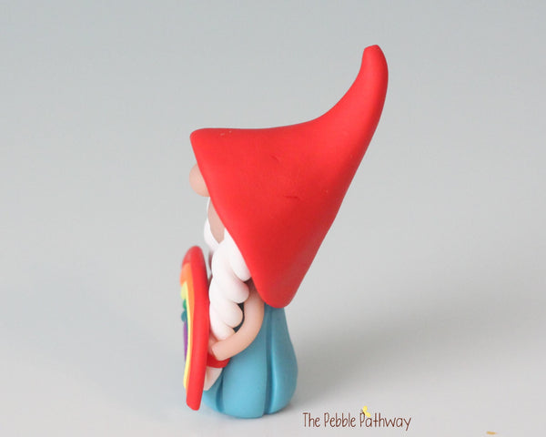 Rainbow Gnomette - A lucky miniature garden girl gnome full of love - Sapna