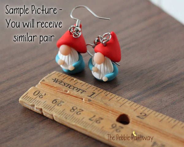 Tiny Gnome Earrings - Cute polymer clay jewelry - ThePebblePathway