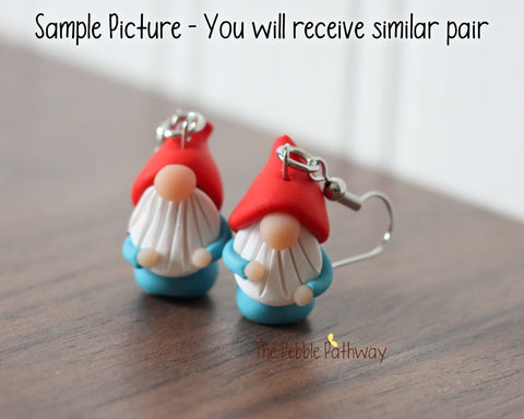 Tiny Gnome Earrings - Cute polymer clay jewelry - ThePebblePathway