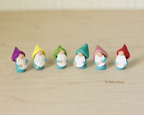 Colorful Hats Itty bitty gnomes - teeny tiny gnomes where you choose their hat color - ThePebblePathway