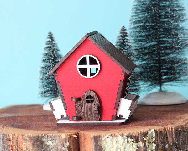 Tiny home with window boxes for itty bitty gnome - holiday miniature house village cottage - ThePebblePathway