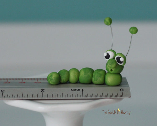 Tiny inch worm  - Woodland Animals - Terrarium Accessory - fairy garden decoration - Oram - ThePebblePathway