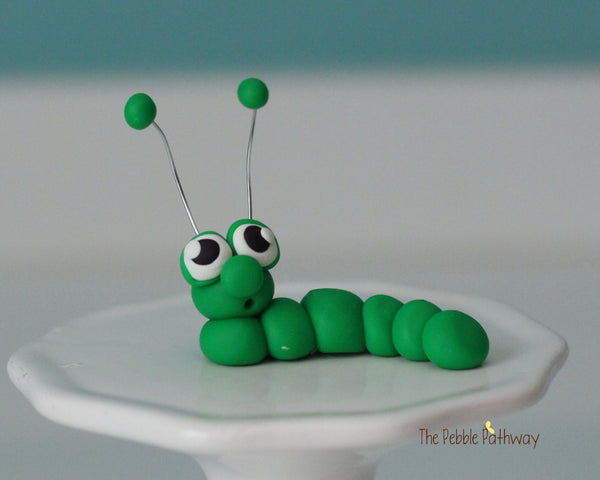Tiny inch worm  - Woodland Animals - Terrarium Accessory - fairy garden decoration - Sweeney - ThePebblePathway