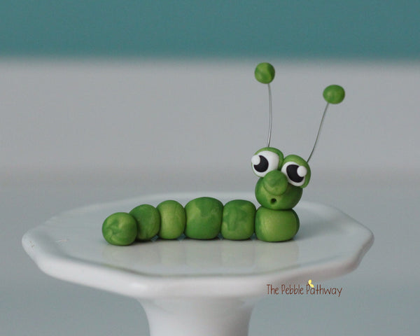 Tiny inch worm  - Woodland Animals - Terrarium Accessory - fairy garden decoration - Oram - ThePebblePathway