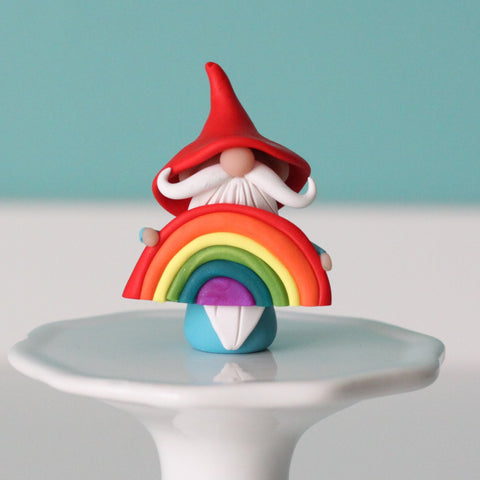 Rainbow Gnome - A lucky gnome full of love - Barnett - ThePebblePathway